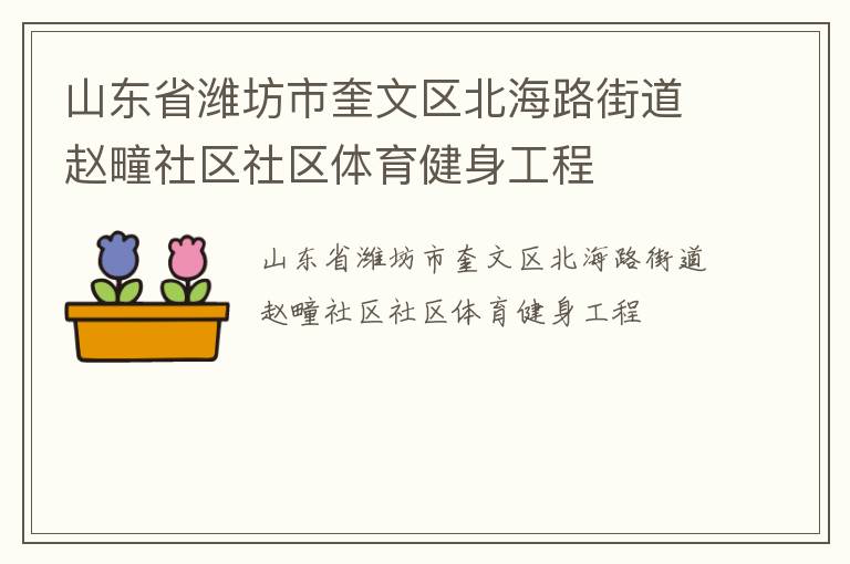 山東省濰坊市奎文區(qū)北海路街道趙疃社區(qū)社區(qū)體育健身工程 山東省濰坊市奎文區(qū)北海路街道趙疃社區(qū)社區(qū)體育健身工程