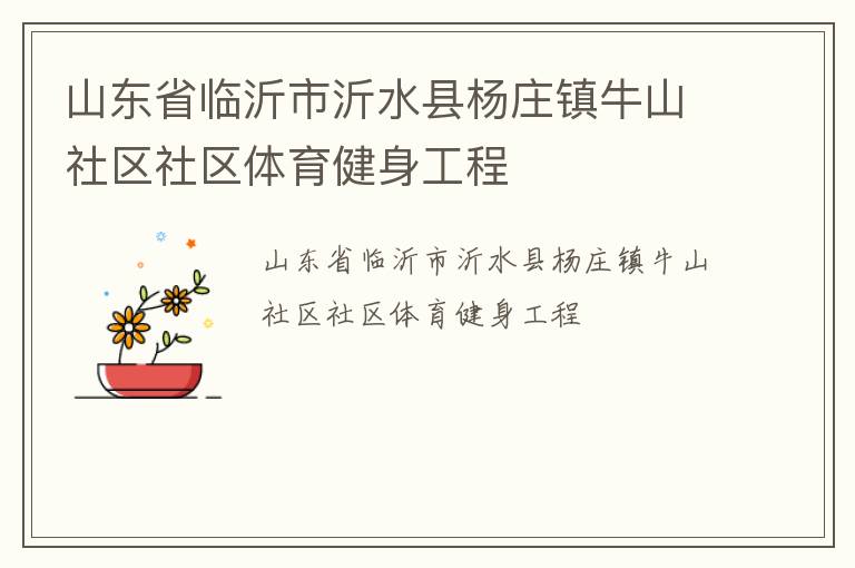 山東省臨沂市沂水縣楊莊鎮(zhèn)牛山社區(qū)社區(qū)體育健身工程 山東省臨沂市沂水縣楊莊鎮(zhèn)牛山社區(qū)社區(qū)體育健身工程