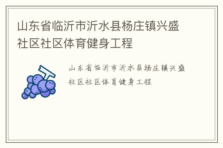 山東省臨沂市沂水縣楊莊鎮(zhèn)興盛社區(qū)社區(qū)體育健身工程 山東省臨沂市沂水縣楊莊鎮(zhèn)興盛社區(qū)社區(qū)體育健身工程