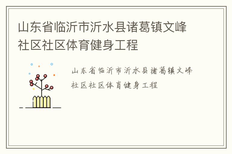 山東省臨沂市沂水縣諸葛鎮(zhèn)文峰社區(qū)社區(qū)體育健身工程 山東省臨沂市沂水縣諸葛鎮(zhèn)文峰社區(qū)社區(qū)體育健身工程