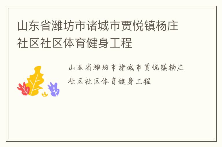 山東省濰坊市諸城市賈悅鎮(zhèn)楊莊社區(qū)社區(qū)體育健身工程 山東省濰坊市諸城市賈悅鎮(zhèn)楊莊社區(qū)社區(qū)體育健身工程