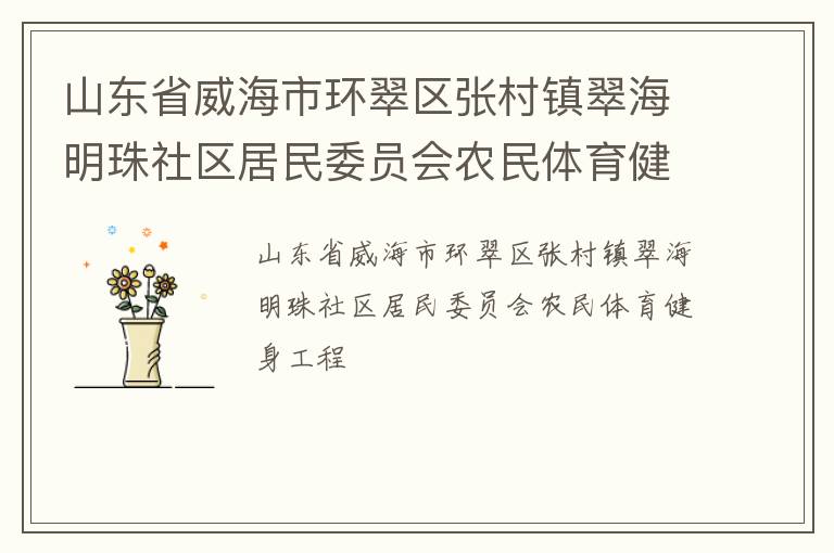 山東省威海市環(huán)翠區(qū)張村鎮(zhèn)翠海明珠社區(qū)居民委員會(huì)農(nóng)民體育健身工程 山東省威海市環(huán)翠區(qū)張村鎮(zhèn)翠海明珠社區(qū)居民委員會(huì)農(nóng)民體育健身工程