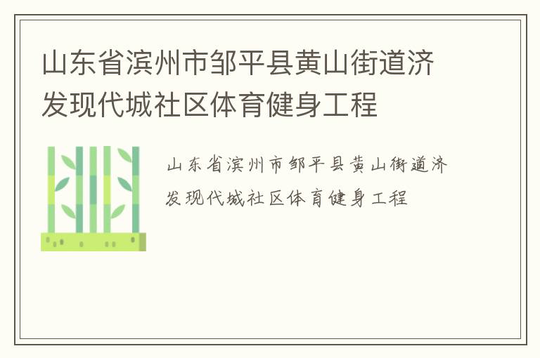 山東省濱州市鄒平縣黃山街道濟(jì)發(fā)現(xiàn)代城社區(qū)體育健身工程 山東省濱州市鄒平縣黃山街道濟(jì)發(fā)現(xiàn)代城社區(qū)體育健身工程