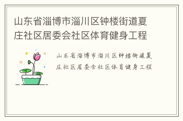 山東省淄博市淄川區(qū)鐘樓街道夏莊社區(qū)居委會(huì)社區(qū)體育健身工程 山東省淄博市淄川區(qū)鐘樓街道夏莊社區(qū)居委會(huì)社區(qū)體育健身工程