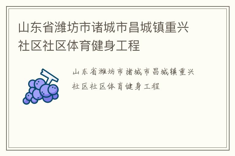 山東省濰坊市諸城市昌城鎮(zhèn)重興社區(qū)社區(qū)體育健身工程 山東省濰坊市諸城市昌城鎮(zhèn)重興社區(qū)社區(qū)體育健身工程