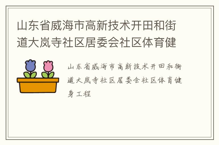山東省威海市高新技術開田和街道大嵐寺社區(qū)居委會社區(qū)體育健身工程