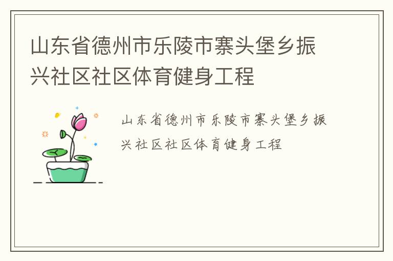 山東省德州市樂陵市寨頭堡鄉(xiāng)振興社區(qū)社區(qū)體育健身工程 山東省德州市樂陵市寨頭堡鄉(xiāng)振興社區(qū)社區(qū)體育健身工程
