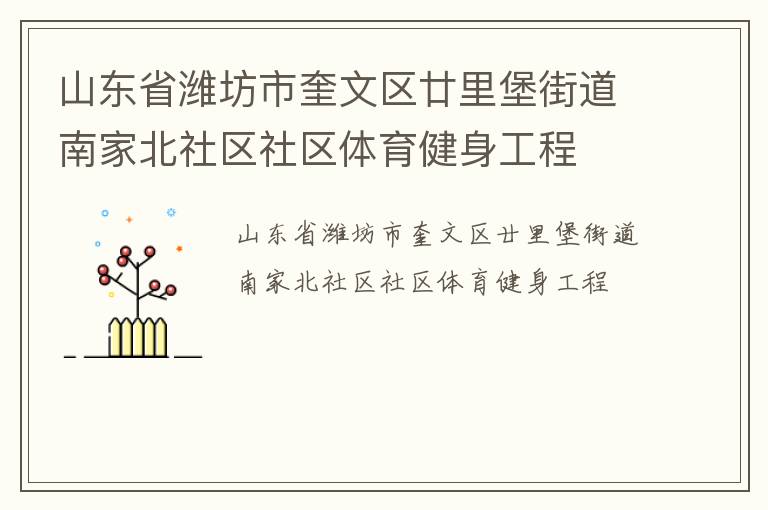 山東省濰坊市奎文區(qū)廿里堡街道南家北社區(qū)社區(qū)體育健身工程 山東省濰坊市奎文區(qū)廿里堡街道南家北社區(qū)社區(qū)體育健身工程