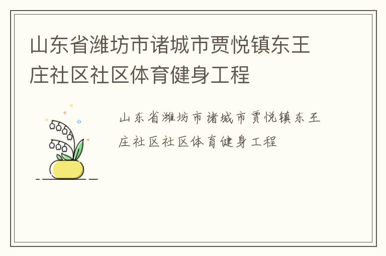 山東省濰坊市諸城市賈悅鎮(zhèn)東王莊社區(qū)社區(qū)體育健身工程 山東省濰坊市諸城市賈悅鎮(zhèn)東王莊社區(qū)社區(qū)體育健身工程