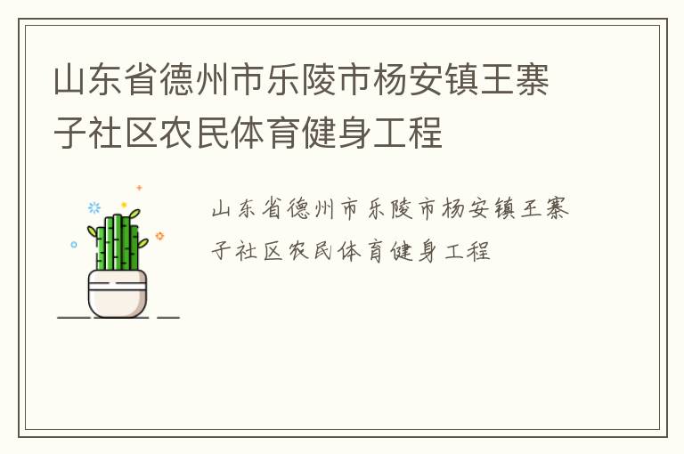 山東省德州市樂陵市楊安鎮(zhèn)王寨子社區(qū)農民體育健身工程