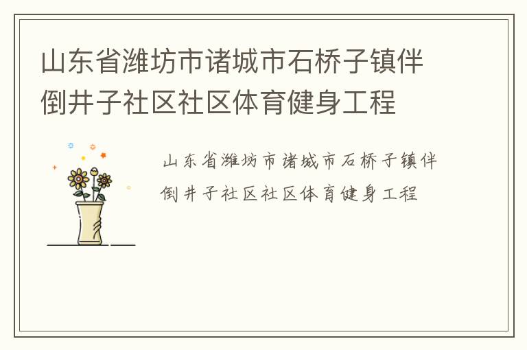 山東省濰坊市諸城市石橋子鎮(zhèn)伴倒井子社區(qū)社區(qū)體育健身工程 山東省濰坊市諸城市石橋子鎮(zhèn)伴倒井子社區(qū)社區(qū)體育健身工程