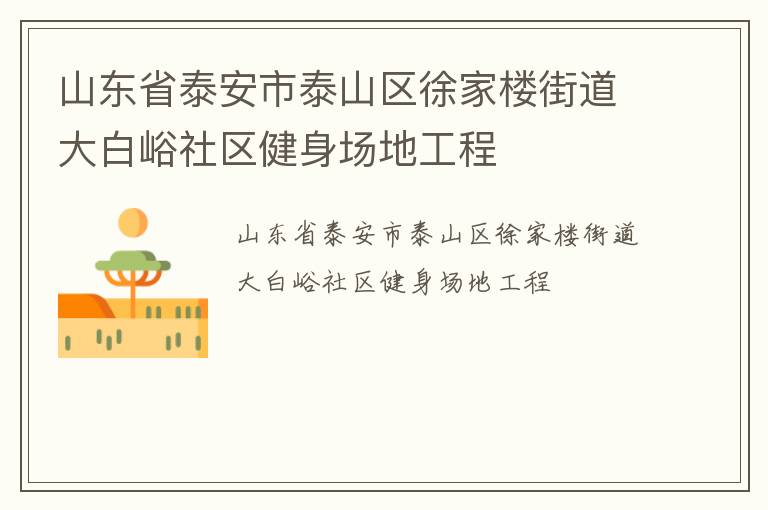山東省泰安市泰山區(qū)徐家樓街道大白峪社區(qū)健身場地工程 山東省泰安市泰山區(qū)徐家樓街道大白峪社區(qū)健身場地工程