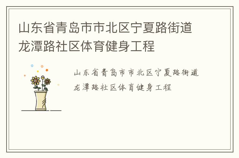 山東省青島市市北區(qū)寧夏路街道龍?zhí)堵飞鐓^(qū)體育健身工程 山東省青島市市北區(qū)寧夏路街道龍?zhí)堵飞鐓^(qū)體育健身工程