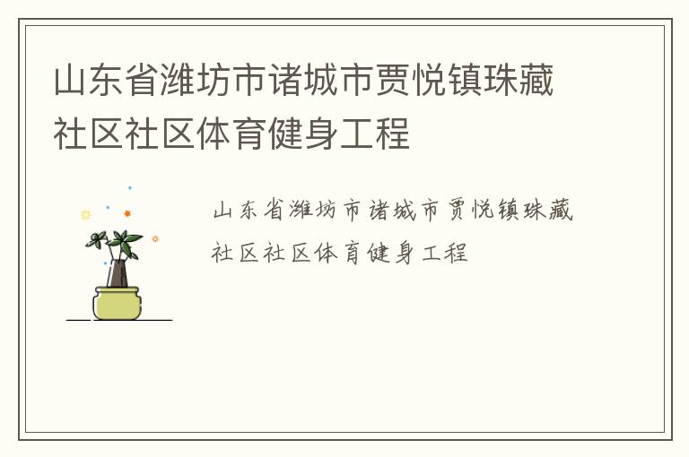 山東省濰坊市諸城市賈悅鎮(zhèn)珠藏社區(qū)社區(qū)體育健身工程 山東省濰坊市諸城市賈悅鎮(zhèn)珠藏社區(qū)社區(qū)體育健身工程