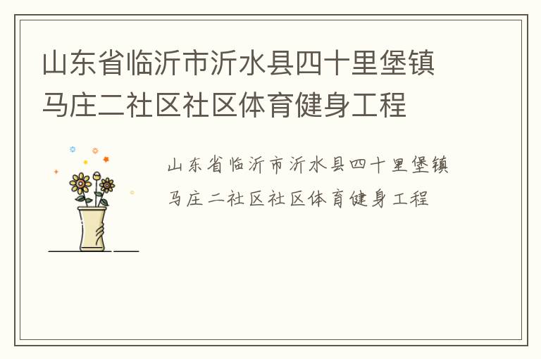 山東省臨沂市沂水縣四十里堡鎮(zhèn)馬莊二社區(qū)社區(qū)體育健身工程 山東省臨沂市沂水縣四十里堡鎮(zhèn)馬莊二社區(qū)社區(qū)體育健身工程