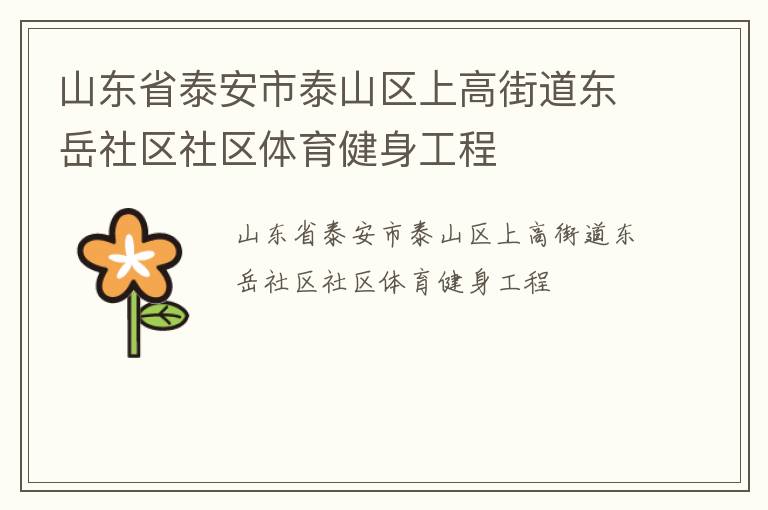 山東省泰安市泰山區(qū)上高街道東岳社區(qū)社區(qū)體育健身工程 山東省泰安市泰山區(qū)上高街道東岳社區(qū)社區(qū)體育健身工程