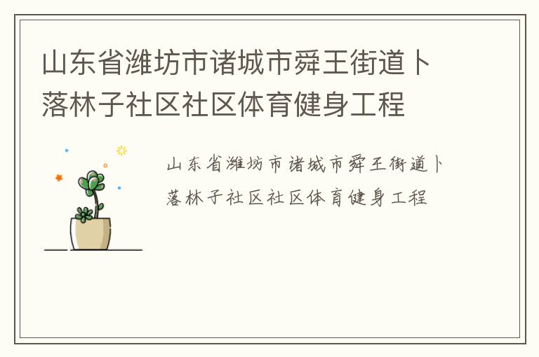 山東省濰坊市諸城市舜王街道卜落林子社區(qū)社區(qū)體育健身工程 山東省濰坊市諸城市舜王街道卜落林子社區(qū)社區(qū)體育健身工程
