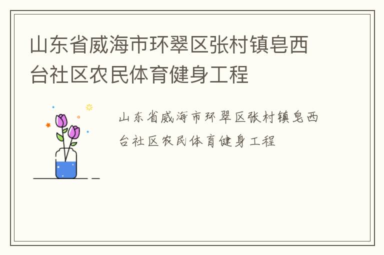 山東省威海市環(huán)翠區(qū)張村鎮(zhèn)皂西臺(tái)社區(qū)農(nóng)民體育健身工程 山東省威海市環(huán)翠區(qū)張村鎮(zhèn)皂西臺(tái)社區(qū)農(nóng)民體育健身工程