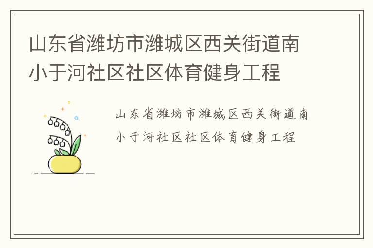 山東省濰坊市濰城區(qū)西關(guān)街道南小于河社區(qū)社區(qū)體育健身工程 山東省濰坊市濰城區(qū)西關(guān)街道南小于河社區(qū)社區(qū)體育健身工程