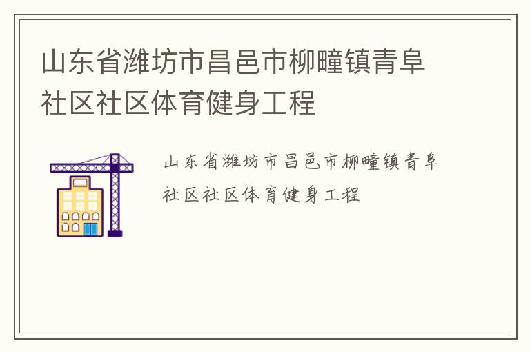 山東省濰坊市昌邑市柳疃鎮(zhèn)青阜社區(qū)社區(qū)體育健身工程 山東省濰坊市昌邑市柳疃鎮(zhèn)青阜社區(qū)社區(qū)體育健身工程