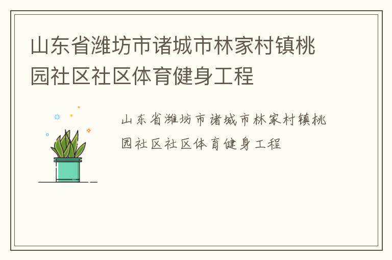 山東省濰坊市諸城市林家村鎮(zhèn)桃園社區(qū)社區(qū)體育健身工程 山東省濰坊市諸城市林家村鎮(zhèn)桃園社區(qū)社區(qū)體育健身工程