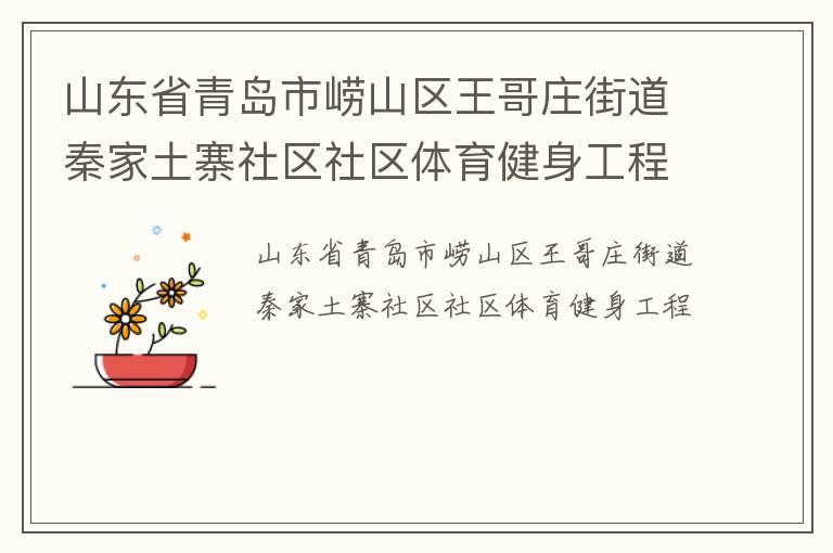 山東省青島市嶗山區(qū)王哥莊街道秦家土寨社區(qū)社區(qū)體育健身工程 山東省青島市嶗山區(qū)王哥莊街道秦家土寨社區(qū)社區(qū)體育健身工程