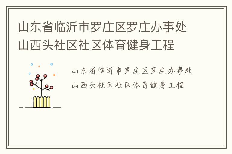 山東省臨沂市羅莊區(qū)羅莊辦事處山西頭社區(qū)社區(qū)體育健身工程 山東省臨沂市羅莊區(qū)羅莊辦事處山西頭社區(qū)社區(qū)體育健身工程