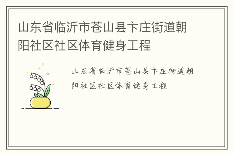 山東省臨沂市蒼山縣卞莊街道朝陽(yáng)社區(qū)社區(qū)體育健身工程 山東省臨沂市蒼山縣卞莊街道朝陽(yáng)社區(qū)社區(qū)體育健身工程