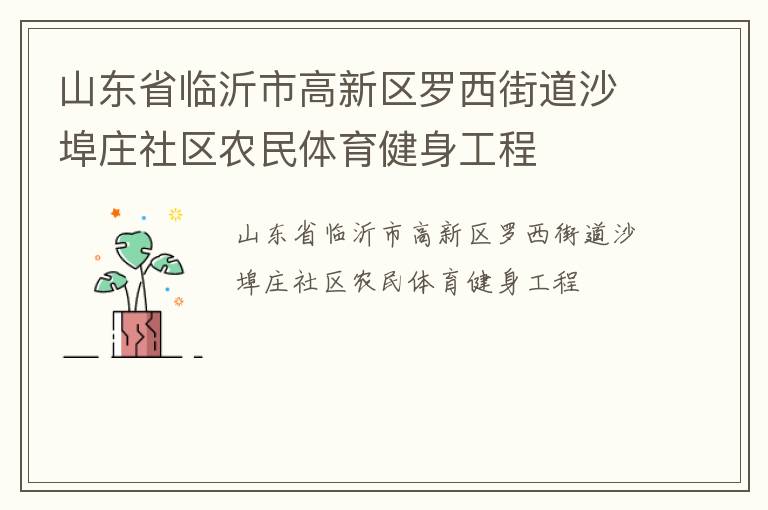 山東省臨沂市高新區(qū)羅西街道沙埠莊社區(qū)農(nóng)民體育健身工程 山東省臨沂市高新區(qū)羅西街道沙埠莊社區(qū)農(nóng)民體育健身工程