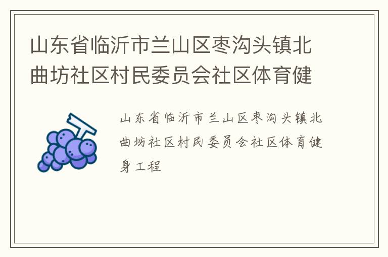 山東省臨沂市蘭山區(qū)棗溝頭鎮(zhèn)北曲坊社區(qū)村民委員會(huì)社區(qū)體育健身工程 山東省臨沂市蘭山區(qū)棗溝頭鎮(zhèn)北曲坊社區(qū)村民委員會(huì)社區(qū)體育健身工程