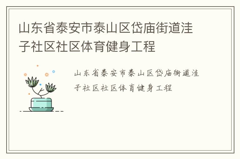 山東省泰安市泰山區(qū)岱廟街道洼子社區(qū)社區(qū)體育健身工程 山東省泰安市泰山區(qū)岱廟街道洼子社區(qū)社區(qū)體育健身工程