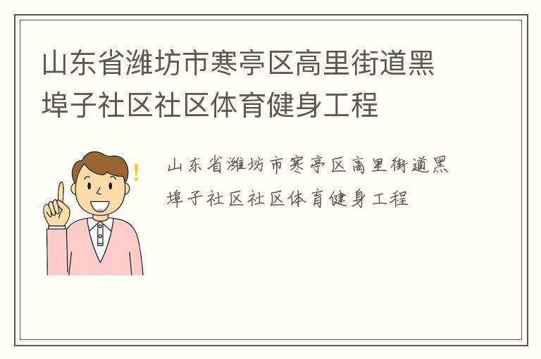 山東省濰坊市寒亭區(qū)高里街道黑埠子社區(qū)社區(qū)體育健身工程 山東省濰坊市寒亭區(qū)高里街道黑埠子社區(qū)社區(qū)體育健身工程