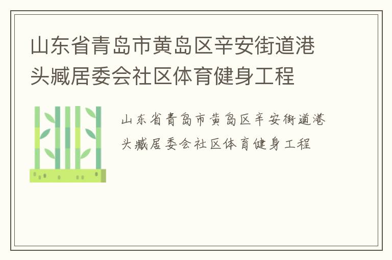 山東省青島市黃島區(qū)辛安街道港頭臧居委會(huì)社區(qū)體育健身工程 山東省青島市黃島區(qū)辛安街道港頭臧居委會(huì)社區(qū)體育健身工程