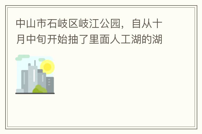 中山市石岐區(qū)岐江公園，自從十月中旬開始抽了里面人工湖的湖水，然后導(dǎo)致湖水下面大幅度下降，截止到12月5日依舊沒有恢復(fù)。問過園內(nèi)保安說是維修噴水設(shè)備?？墒沁@個(gè)維修效率太慢了！太久了！這接近2個(gè)月的時(shí)間以