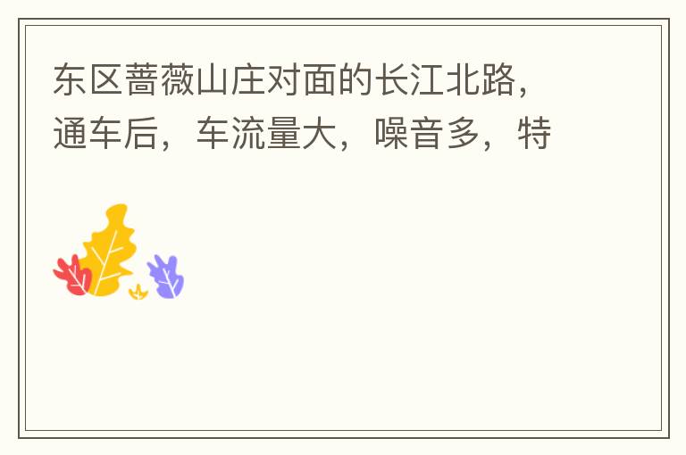 東區(qū)薔薇山莊對(duì)面的長(zhǎng)江北路，通車(chē)后，車(chē)流量大，噪音多，特別是貨車(chē)和泥頭車(chē)高速經(jīng)過(guò)，到了深夜特別吵，完全睡不了覺(jué)，可以安裝隔音墻么