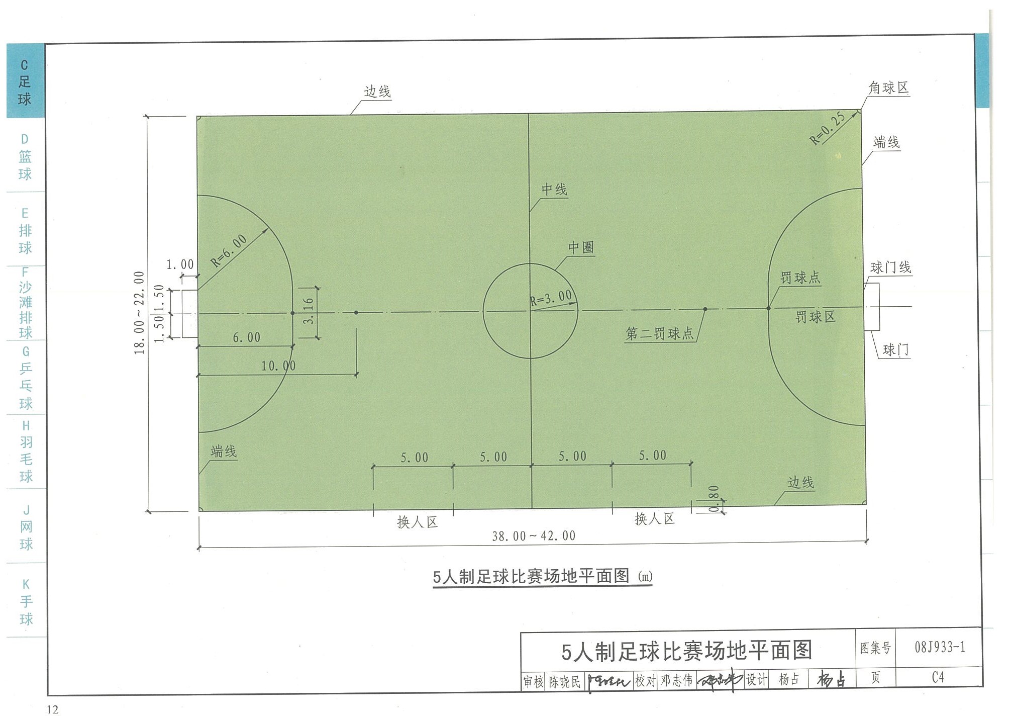 5人制足球比賽場地平面圖-國家建筑標(biāo)準(zhǔn)設(shè)計圖集08J933-1